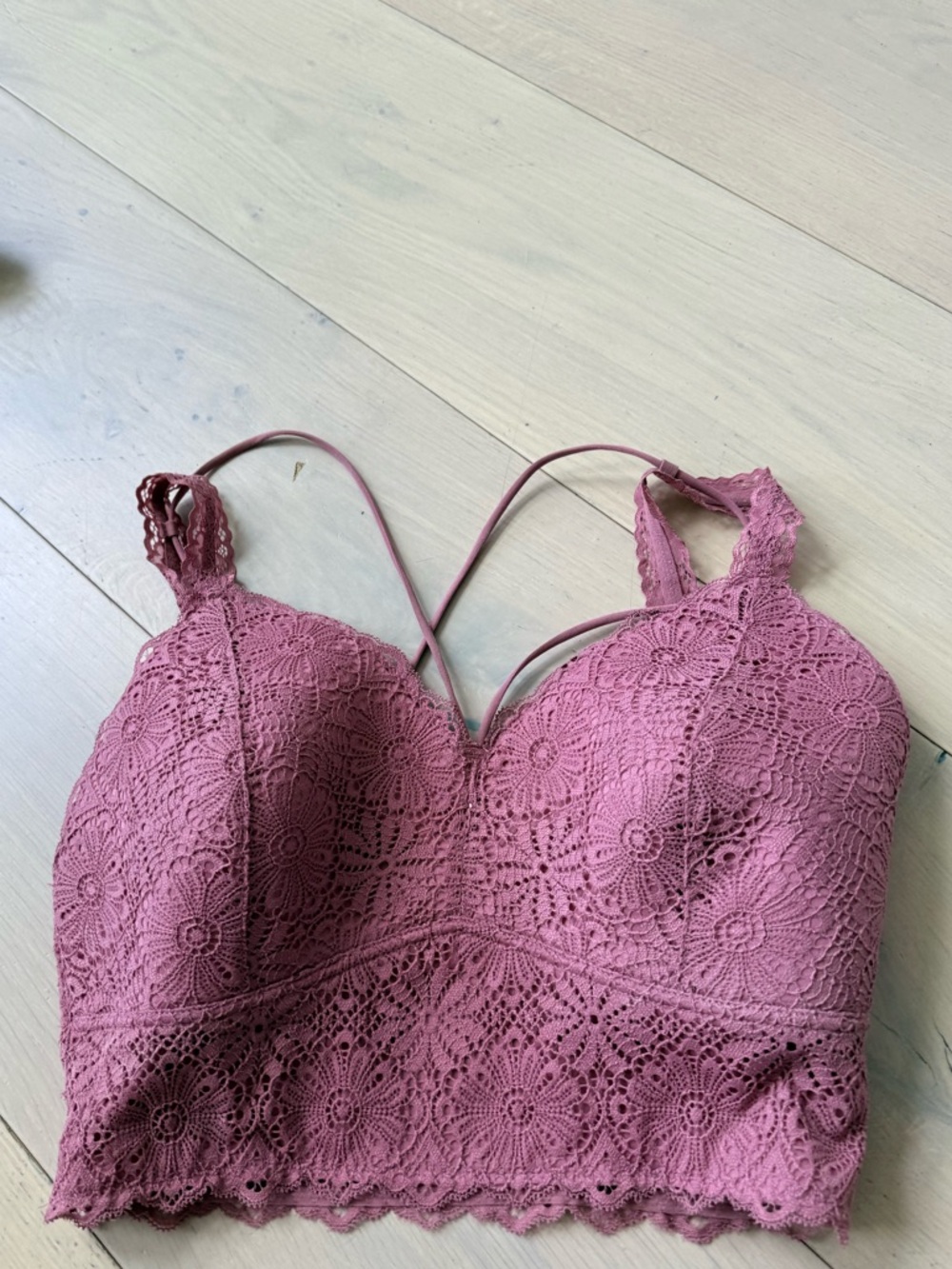 BKE Mauve Lace Bralette with Crochet Detail
